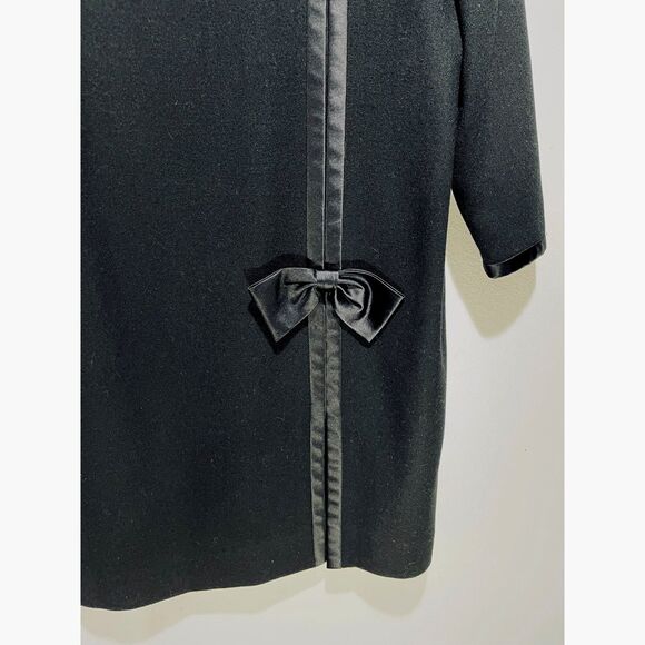 David Hayes wool dress VTG Saks fifth avenue USA classic black winter women 12 - Picture 3 of 11